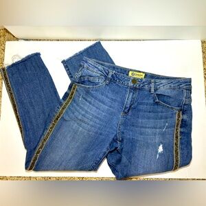 Democracy Blue Straight Leg Jeans with Black Trim